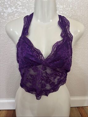 ROMWE Purple Lace Halter Bralette